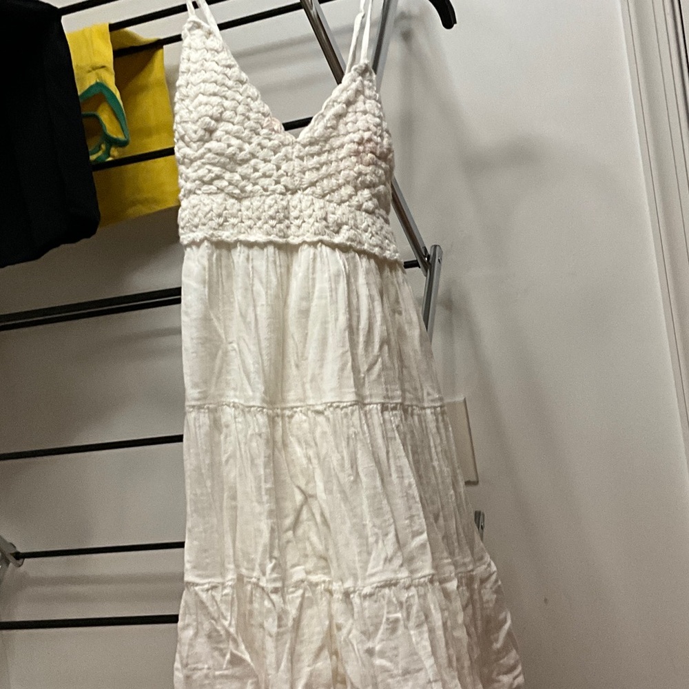 Aerie White Textured Maxi Dress
